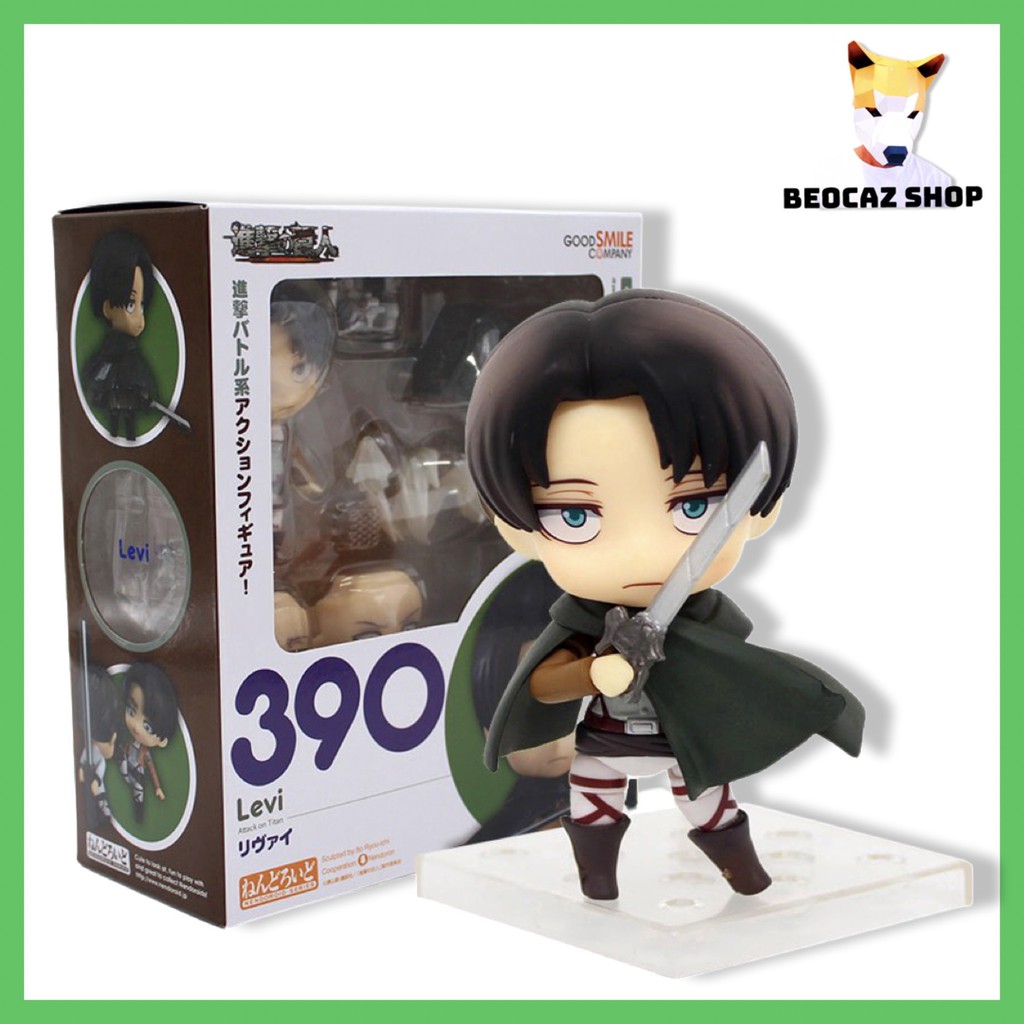 [Full Box] Mô hình chibi Levi Ackerman dễ thương 390 kèm phụ kiện bền màu, nhựa an toàn - Đồ chơi Attack On Titan