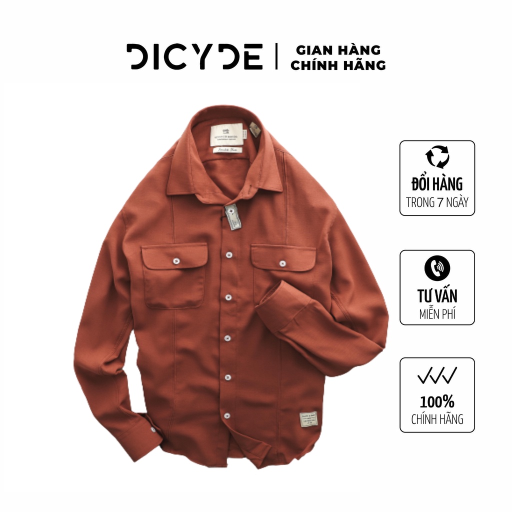 Áo sơ mi nam dài tay da lộn trơn 2 túi đẹp cao cấp DICYDE D.SC.64