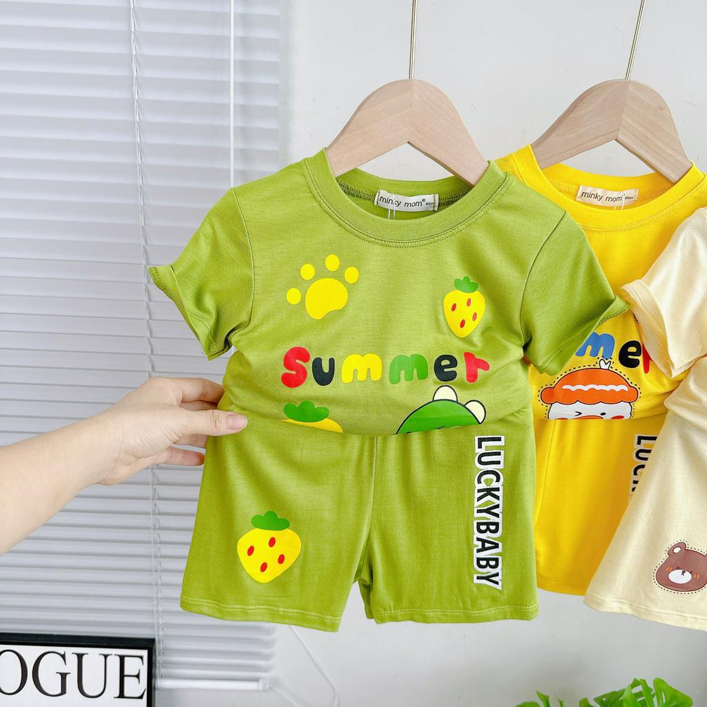 [Bé 0-8 tuổi] Bộ Cộc Tay Minky Mom Vải Thun Lạnh Cho Bé 8-27 kg Mặc Vào hè - TN-IN172