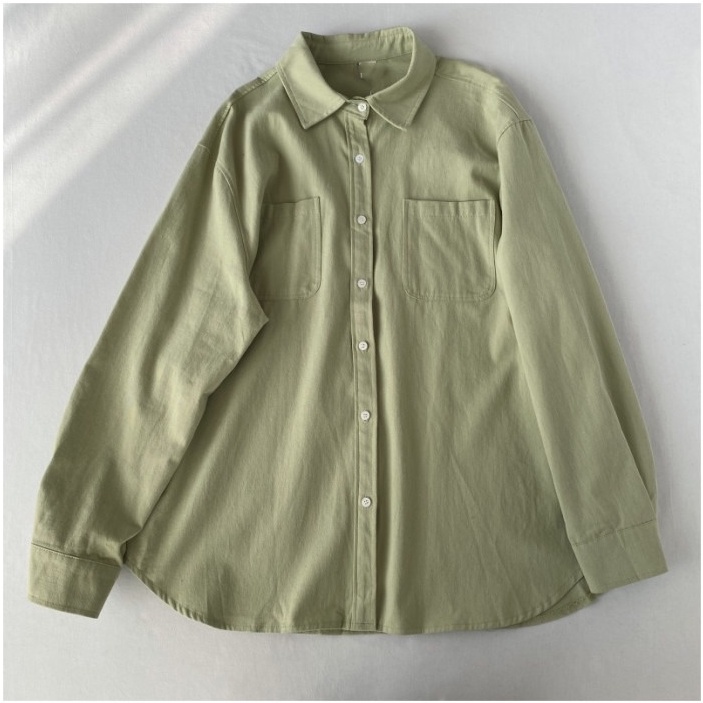 Áo sơ mi ZHELIHANGFEI tay dài dáng rộng phong cách đi học dễ phối đồ thời trang đơn giản cho nữ