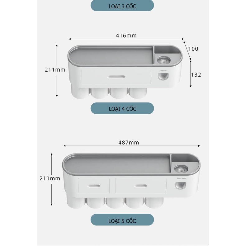 [Rẻ vô địch] Bộ nhả kem đánh răng tự động MENON-369 - Đồ dùng phòng tắm, Kệ đựng bàn chải đánh răng dán tường kèm cốc