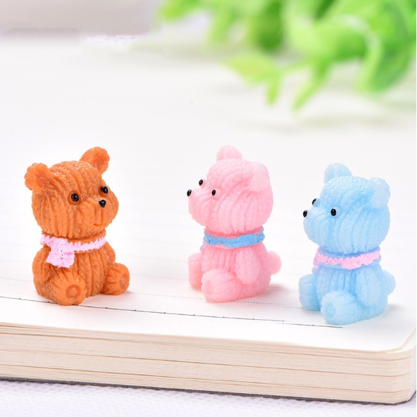 Mô hình gấu Teddy len nhỏ xinh bằng nhựa cho các bạn trang trí tiểu cảnh, móc chìa khóa, DIY