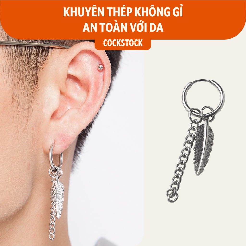 Khuyên tai vòng xích Feathers CockStock