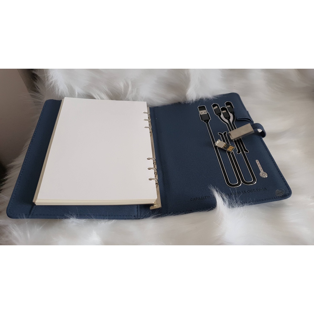 SỔ TAY ĐA  NĂNG - có led sáng logo làm theo yêu cầu - sạc không dây 8000mAh - USB 16GB