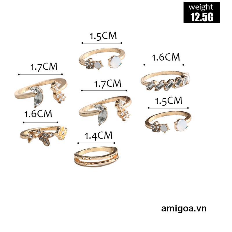 ✨✨Set 7 Nhẫn Đính Đá Phong Cách vintage Thời Trang Cho Nữ