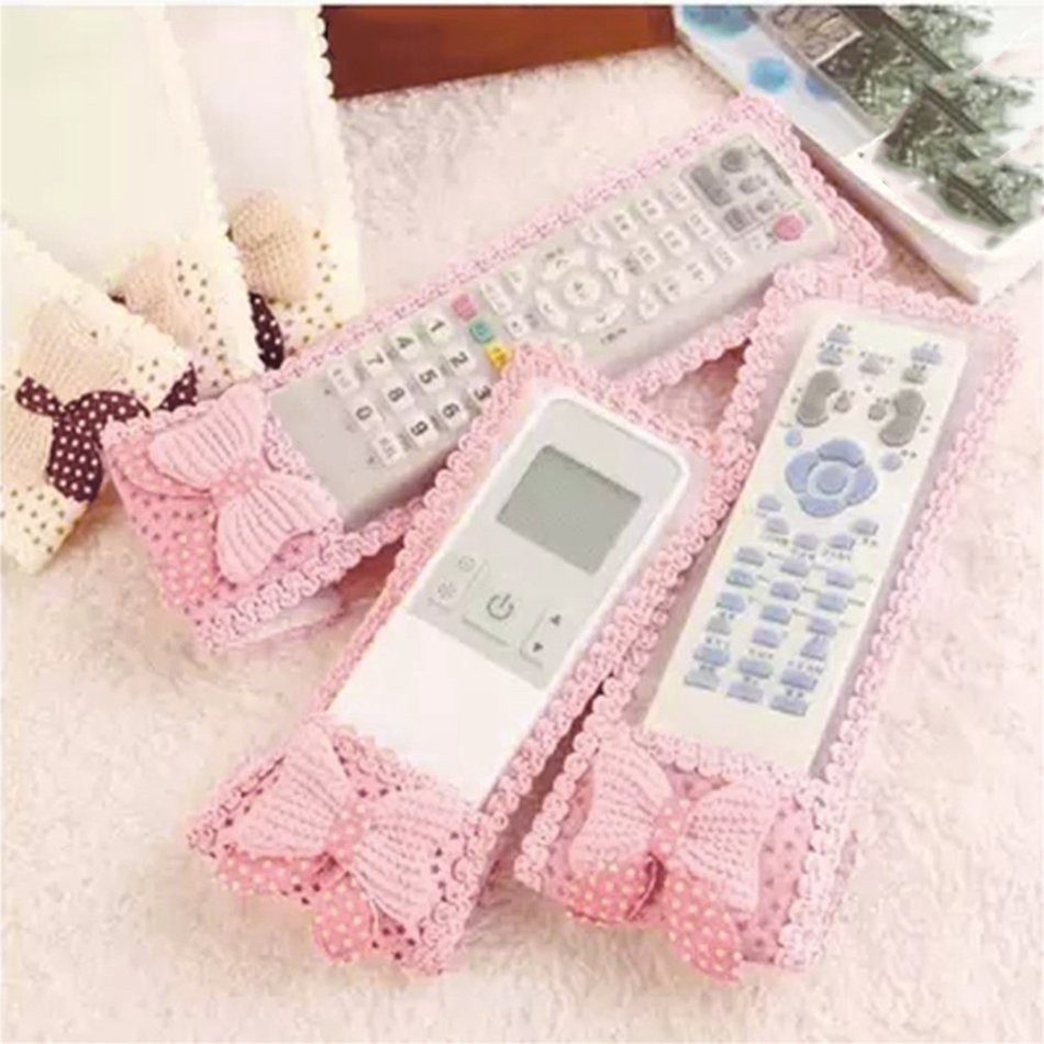 Túi bọc điều khiển tv chống bụi phối ren đính nơ xinh xắn