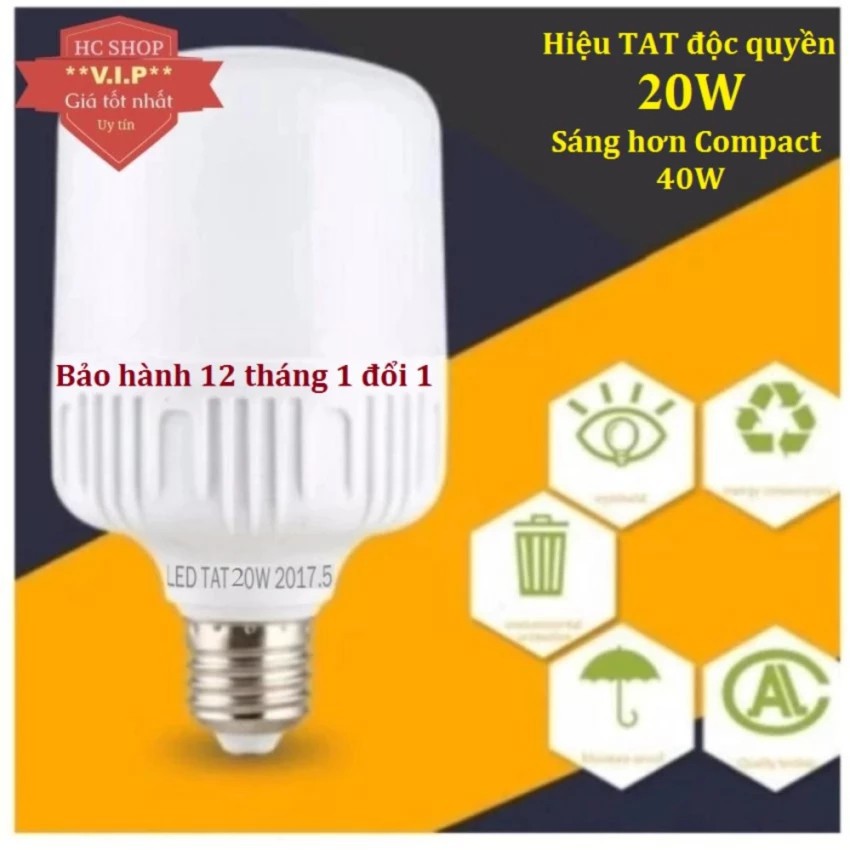 Bộ 3 bóng đèn led TOATAT 20W siêu sáng - tiết kiệm điện | BigBuy360 - bigbuy360.vn