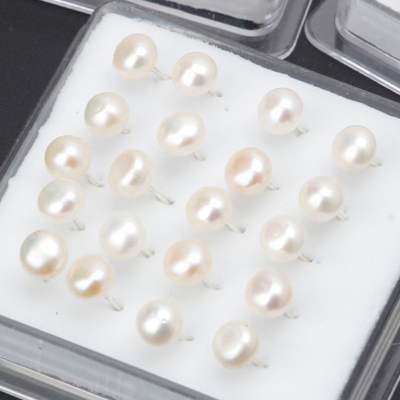 Bộ 10 Đôi Bông Tai Mạ Bạc 925 Đính Ngọc Trai Giả Dài 6mm