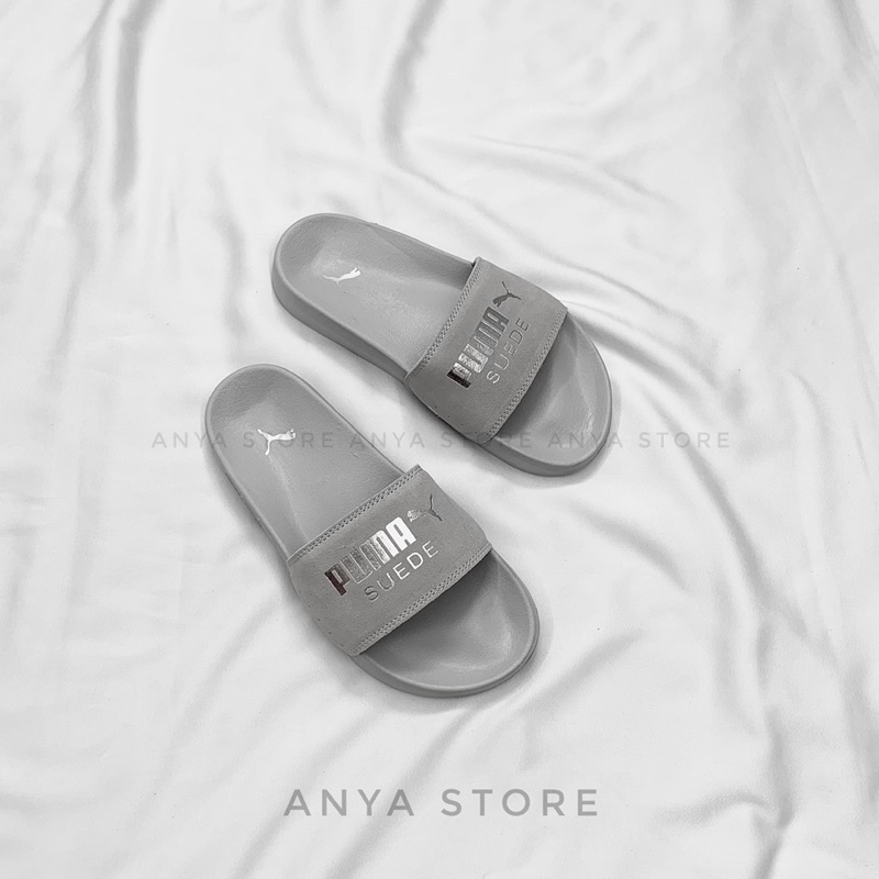 DÉP PU.MA SUEDE XÁM NAM NỮ QUAI NGANG