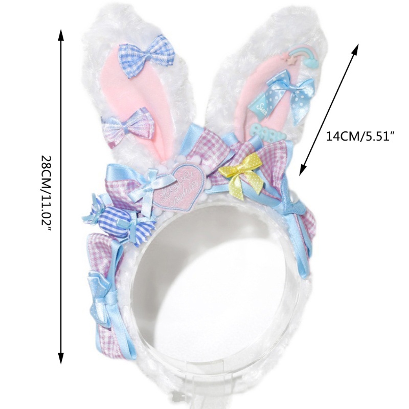 Băng Đô Tai Thỏ Họa Tiết Hoạt Hình Phong Cách Lolita