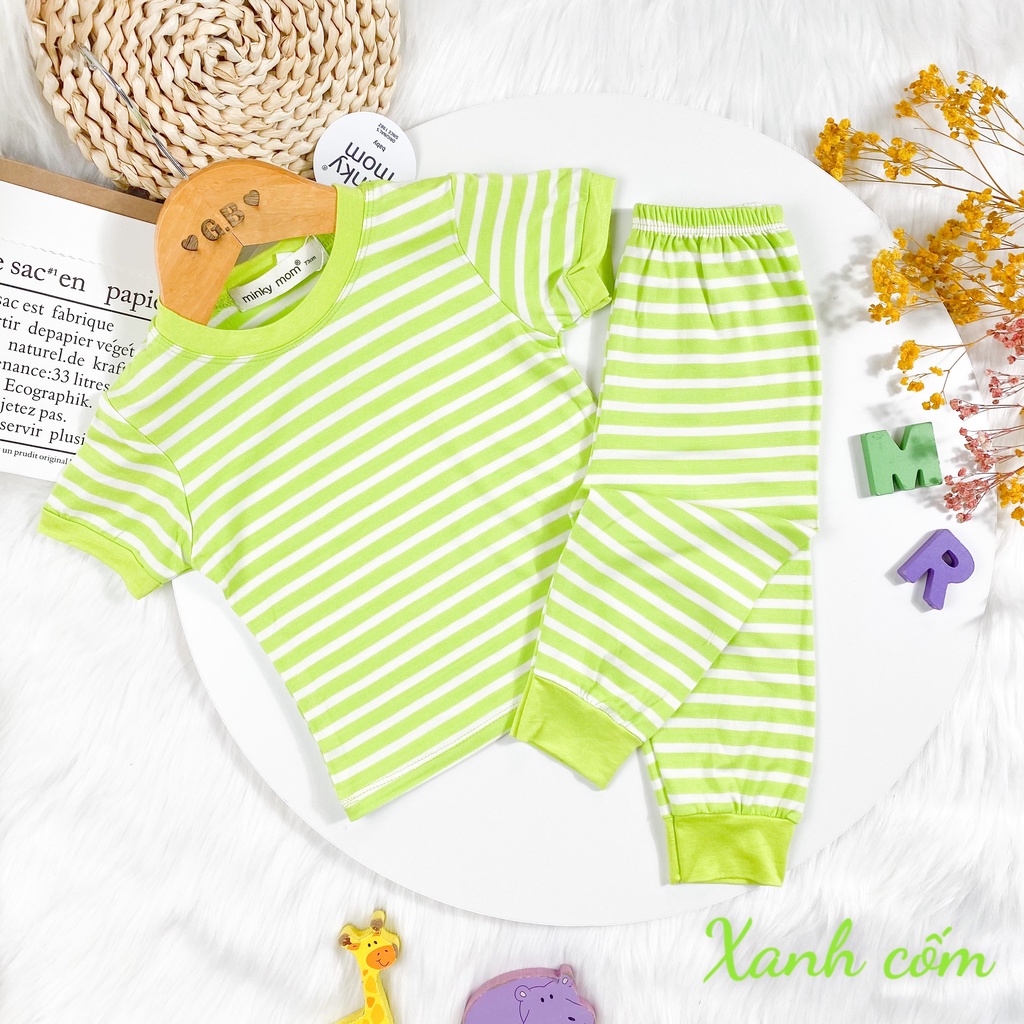 [Bé:6-27kg] Bộ Quần Áo Ngắn Tay hiệu Minky Mom, Vải Thun Lạnh Sọc Ngang Thoáng Mát Cho Bé- Mã: TN-TR07
