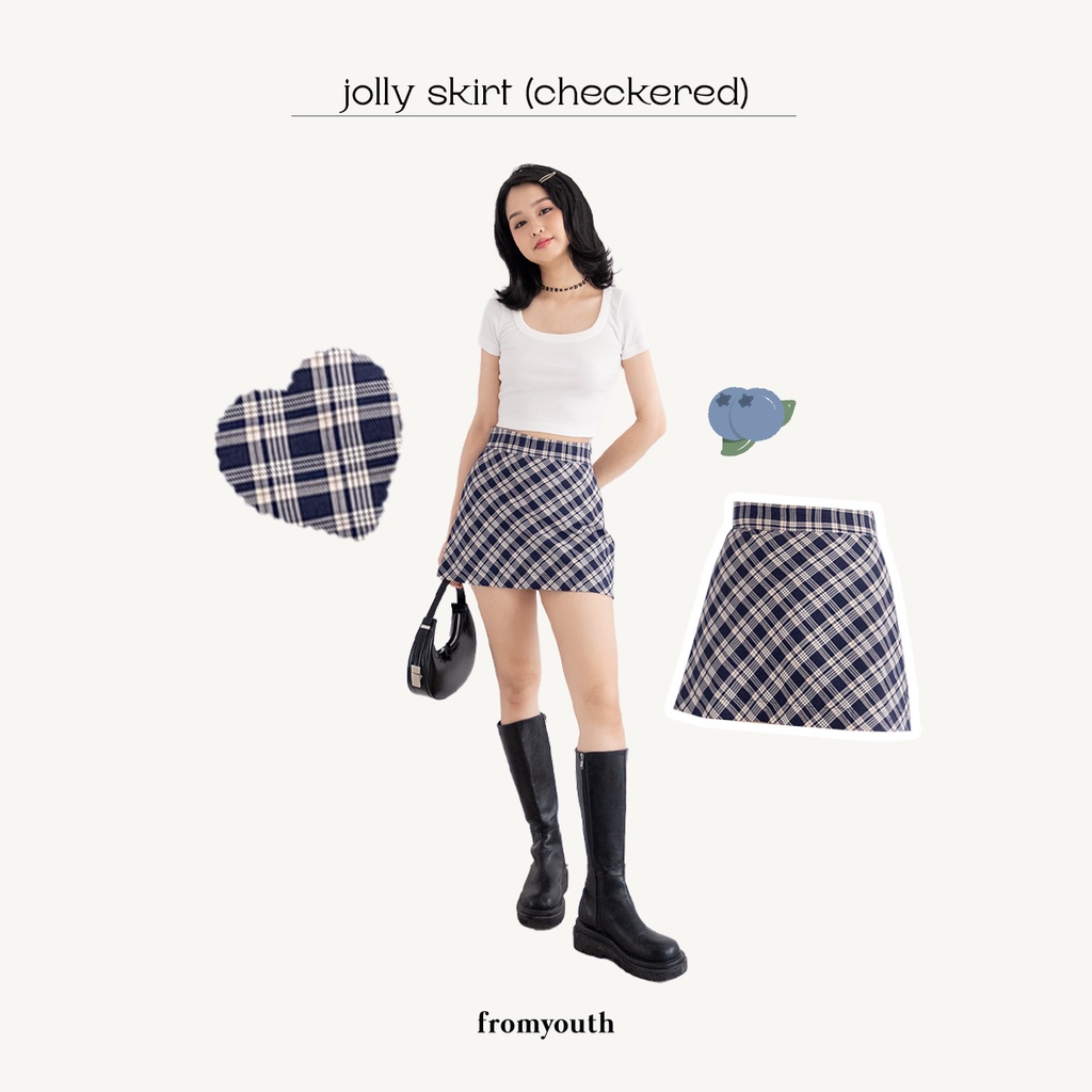 Chân váy ngắn kẻ caro Naked by V - Checkered Jolly Skirt