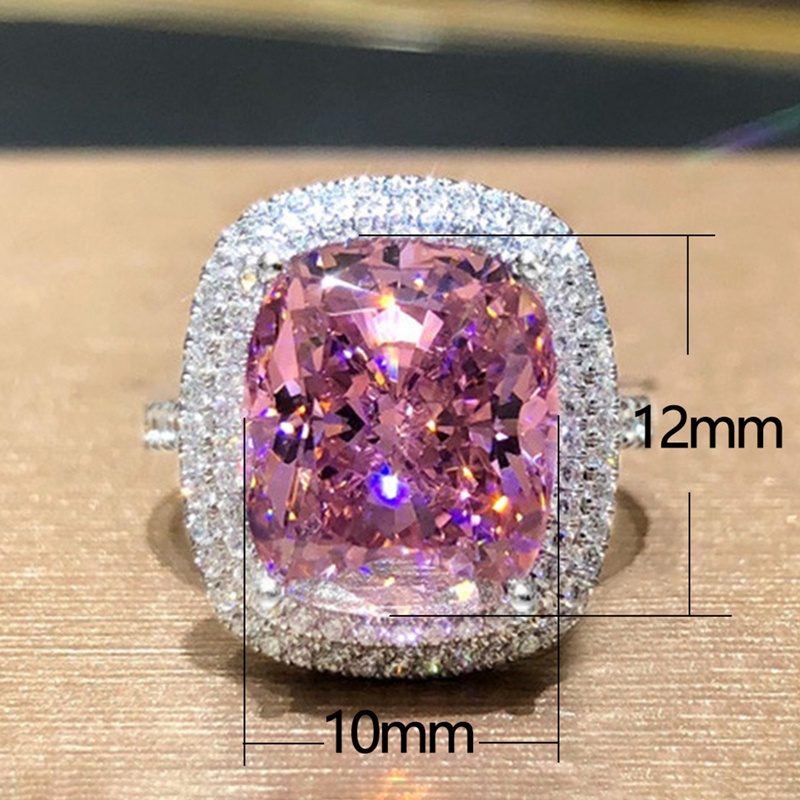 Nhẫn kết hôn đính đá zircon màu hồng thời trang dành cho nữ