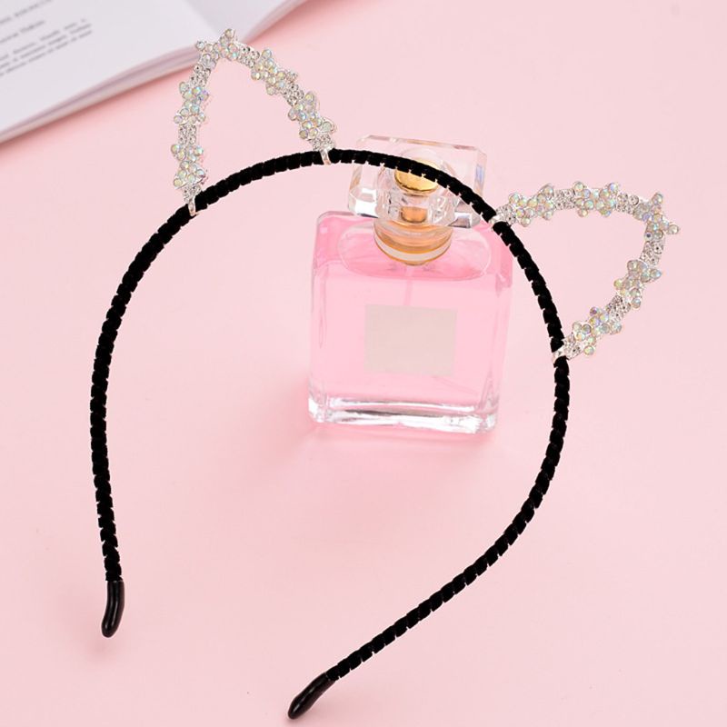 Băng Đô Cài Tóc Hình Tai Mèo Đính Đá Dễ Thương Cho Nữ