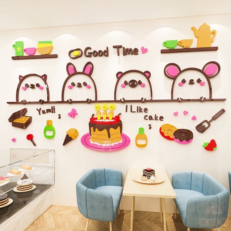 Tranh mica dán tường dán nổi like cake trang trí phòng bếp, tiệm bánh, nhà hàng, quán ăn