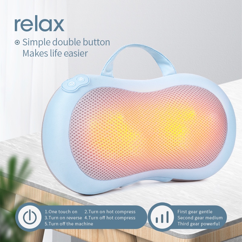 Jinkairui Gối massage Hồng Ngoại Nhiệt Có Thể Sạc Lại Dùng Cho Xe Hơi / Nhà Ở