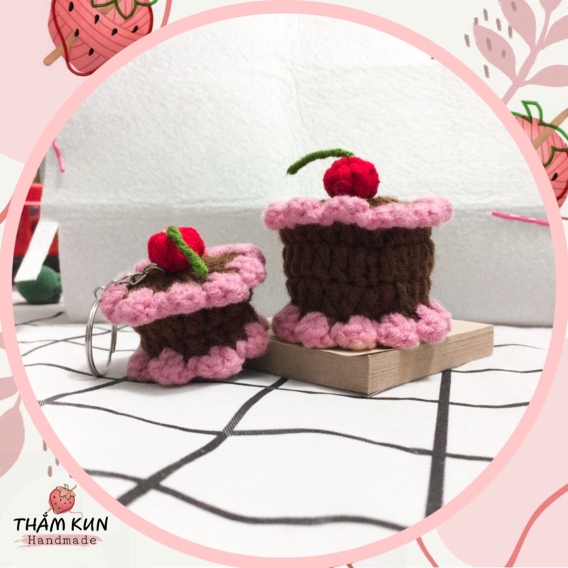 Bánh kem quả cherry handmade 🍒🍒 đan len, móc len tự làm