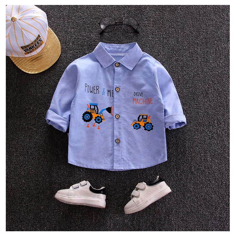 Áo Sơ Mi cotton Họa Tiết Hoạt Hình Phong Cách Hàn Quốc Cho Bé