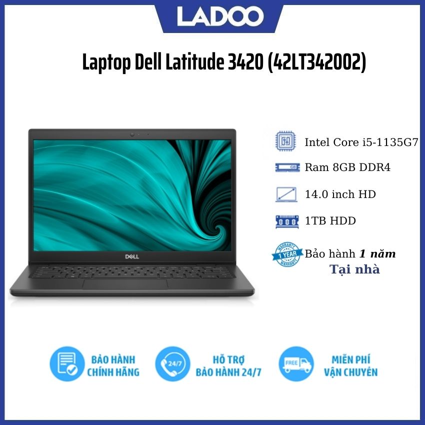 Laptop Dell Latitude 3420 (42LT342002)/ Intel Core i5-1135G7 / Ram 8GB/ 1TB HDD/ 14.0 inch HD