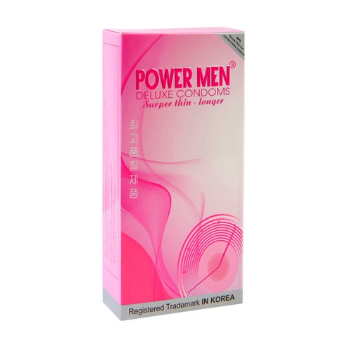 [Chính hãng] Bao cao su POWER MEN SUPER THIN LONGER siêu mỏng trơn nhiều gel  kéo dài thời gian (Hộp 12c, 3c)