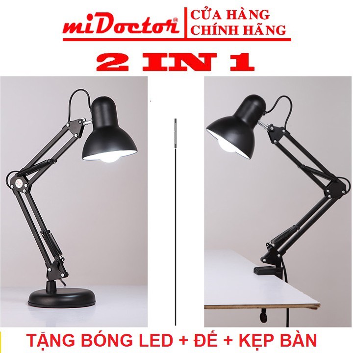 Đèn kẹp bàn pixar 95cm sơn tĩnh điện - tặng kèm bóng LED - Chính hãng miDoctor