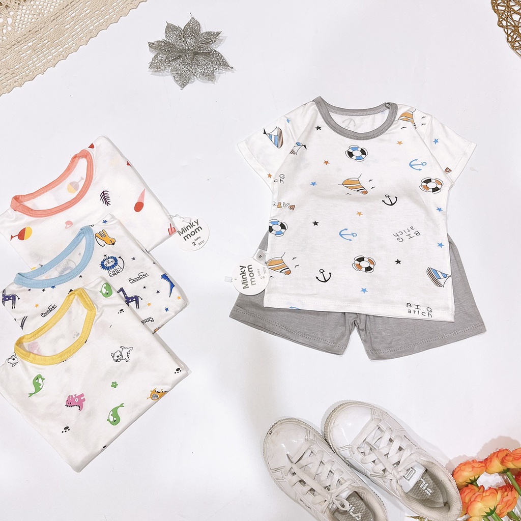 Quần áo bé trai bé gái tay ngắn Avarler quần áo sơ sinh bé gái chất liệu thun lạnh thoáng mát mùa hè