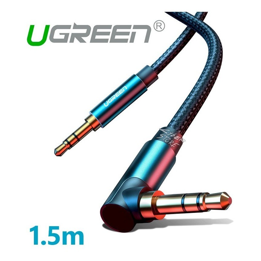 Dây âm thanh 3.5mm 1 đầu vuông góc vỏ bện vải sợi tổng hợp dài 1.5m cao cấp UGREEN AV112