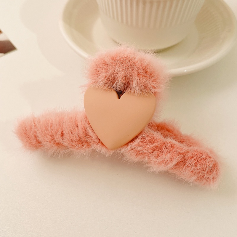 Kẹp tóc cỡ lớn phối lông kiểu Hàn Quốc dễ thương