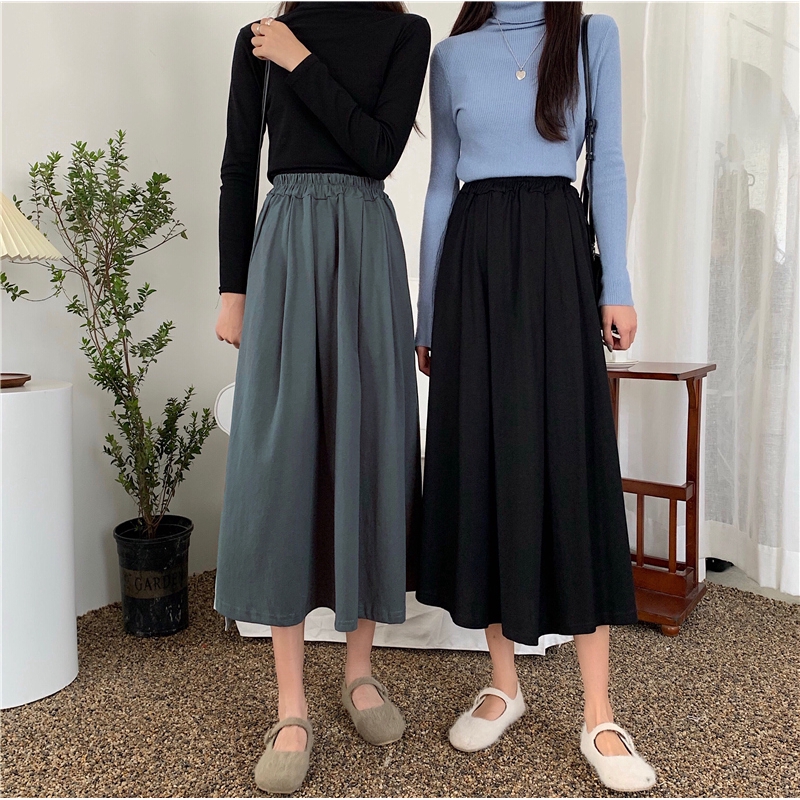 SUXI Chân Váy Chữ A Xếp Li Phong Cách Hàn Quốc