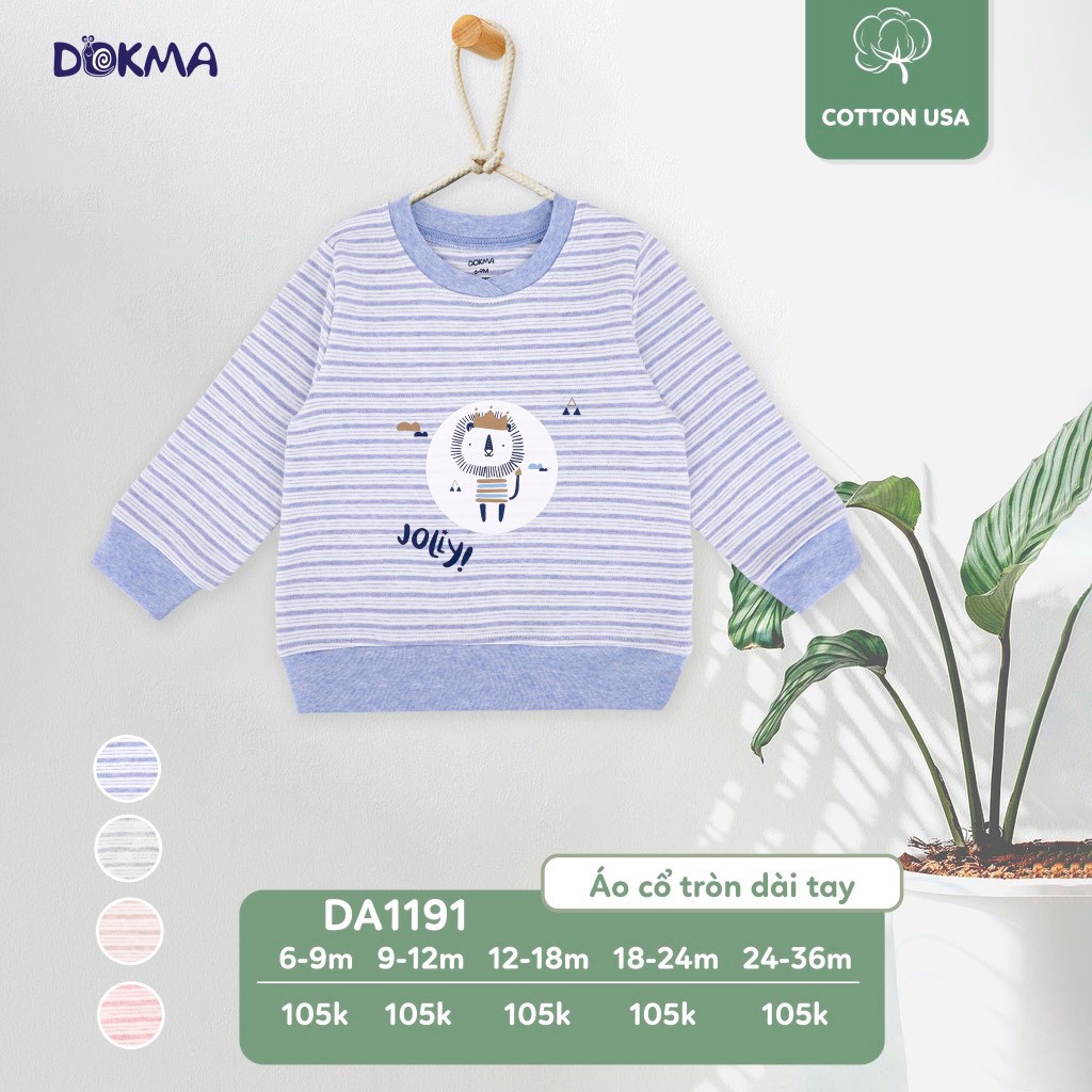 DA1191 Áo dài tay phối kẻ Dokma vải cotton nỉ dày vừa (9-36M)