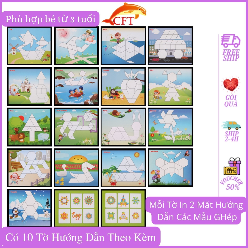 Xếp Hình Gỗ Cho Bé Trên 3 Tuổi Tangram Bộ Ghép Hình Đa Năng 250 Chi Tiết Sáng Tạo Nhiều Mẫu Hình Độc Đáo Ô Tô Con Vật