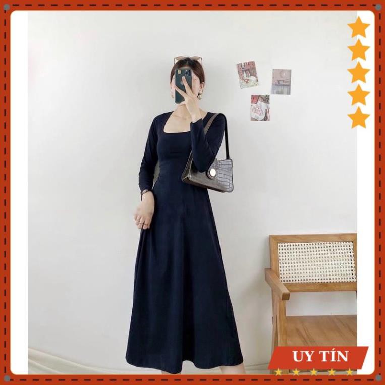 Đầm cổ vuông thun dài tay Eva_home_fashion | BigBuy360 - bigbuy360.vn