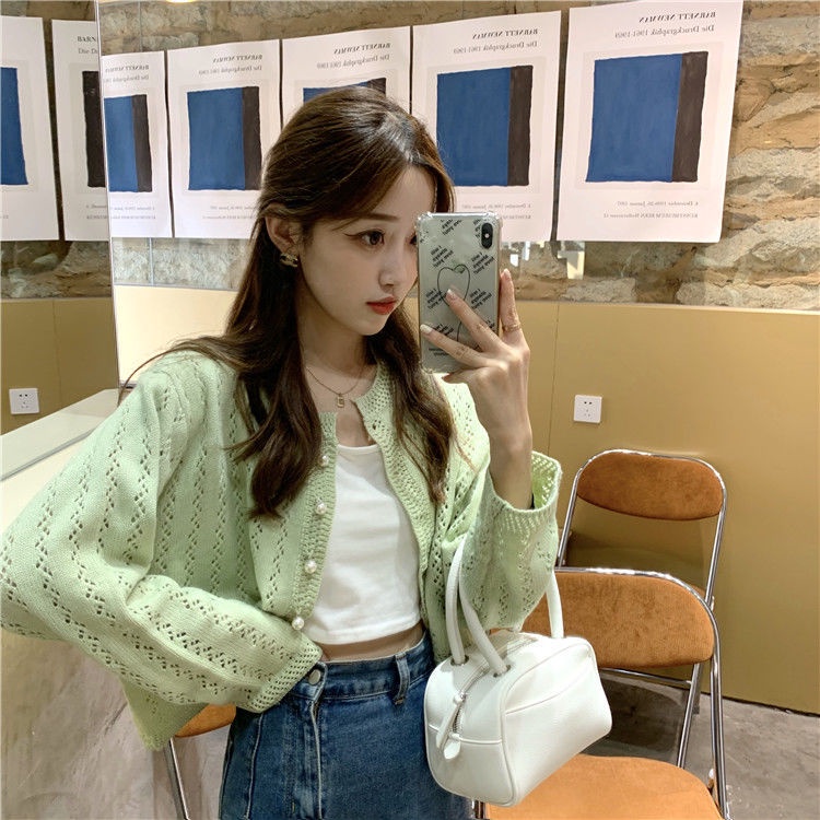 Áo khoác cardigan dệt kim mỏng dáng rộng chống nắng thời trang thu cho nữ