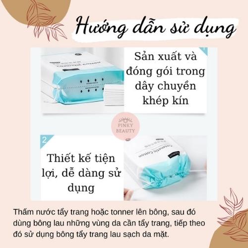 Bông tẩy trang cosmetic Cotton Pinky Beauty 230 Miếng 3 Lớp Mềm Mại