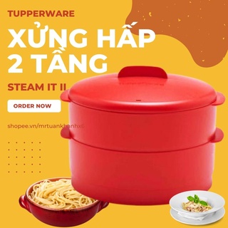 Xửng hấp 2 tầng steam it ii chilli tupperware chính hãng an toàn hấp thực phẩm
