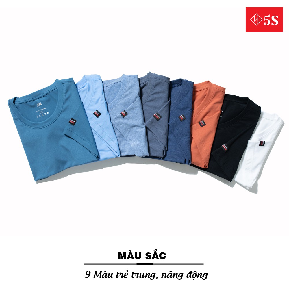 Áo Phông Nam 5S (9 màu) Tay Ngắn Premium, Chất Thun Mềm Mại, Thấm Hút Mồ Hôi, Co Giãn Thoải Mái (TSO21003-03) | BigBuy360 - bigbuy360.vn