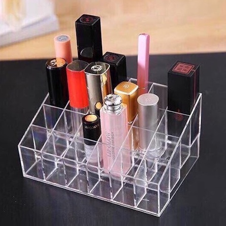 Khay Đựng Son 24 Ô, Khay Đựng Mỹ Phẩm Nhựa Mica Trong Suốt Siêu Bền