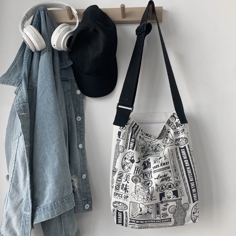 Túi Đeo Vai Bằng Vải Canvas Thiết Kế Mới Đơn Giản Thời Trang