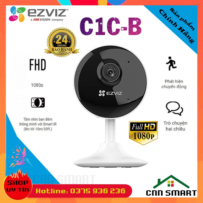 Camera IP WIFI Trong nhà góc rộng EZVIZ C1C-B 2M 1080P siêu nét, Còi Hú Báo Động, chính hãng - Bảo hành 24 tháng