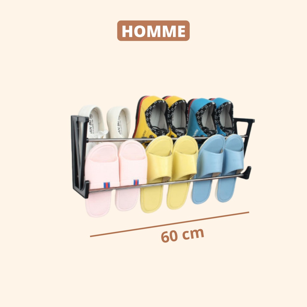 Giá để giày dán tường HOMME kệ để giày, dép phòng tắm, nhà cửa 2 ngăn inox