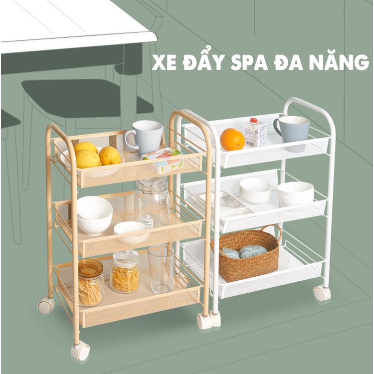 Xe đẩy Spa 3 tầng sắt giá rẻ ( sỉ số lượng )-XDS03