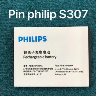 Pin philips s307 kí hiệu ab1630awmx -1630mah zin_mới 100%