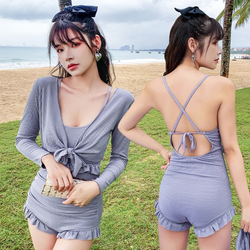 (Hàng Nhập) Bikini liền thân kèm áo khoác lửng #8218