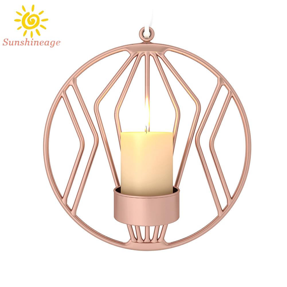 Candle Holder Cage 3D Hanging Lantern Decoration Iron Home Decor Geometric Wall Candle Holder Sconce High Quality