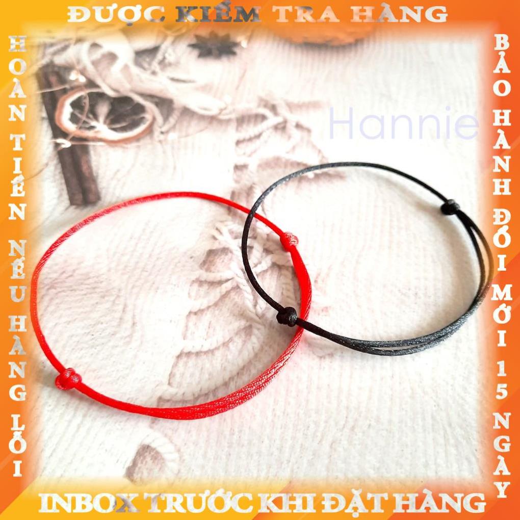 (Đỏ/Đen) Vòng chân chỉ đỏ/đen may mắn khóa trượt đeo chân nam nữ handmade lylongy