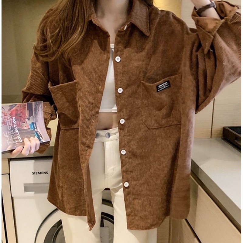 Áo Sơ Mi NHUNG GÂN❤️ Form rộng Unisex Nam/Nữ (Chất Vải Nhung Siêu Sịn,Mịn)❤️MÀU HỒNG/XANH/NUDE/NÂU [FREESHIP] | BigBuy360 - bigbuy360.vn