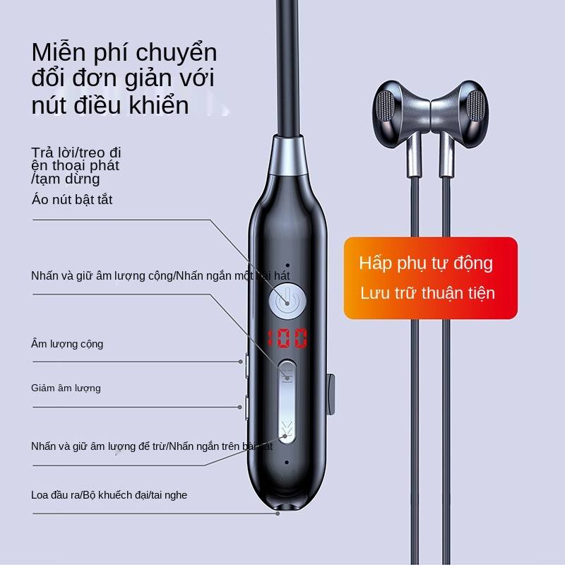 ✠◐Tai nghe Bluetooth thể thao không dây 2021 loại mới đeo cổ đeo hai tai chạy thẻ trò chơi thời lượng pin cực lâu ở chế