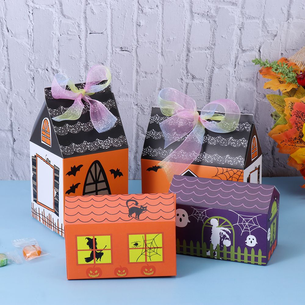 ROW 1/5Pcs New Cookie Package Home Decor Folding Halloween Candy Box Halloween Party Decoration DIY Gift Box Party Supplies Snack Food Packing