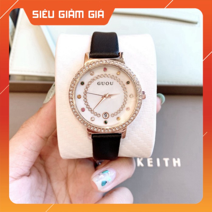 Đồng hồ nữ Guou mặt tròn dây da siêu bền , kiểu dáng thời thượng , trẻ trung | BigBuy360 - bigbuy360.vn