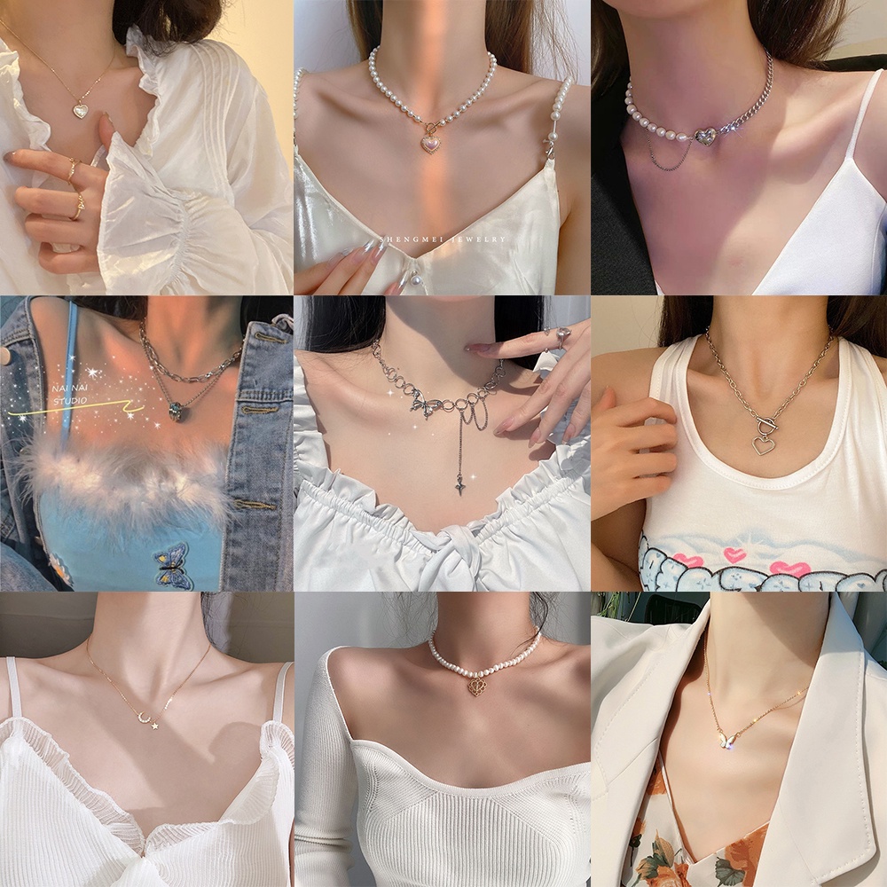 17KM Vòng cổ hợp kim nhiều lớp mặt hình bướm thời trang xinh xắn cho nữ